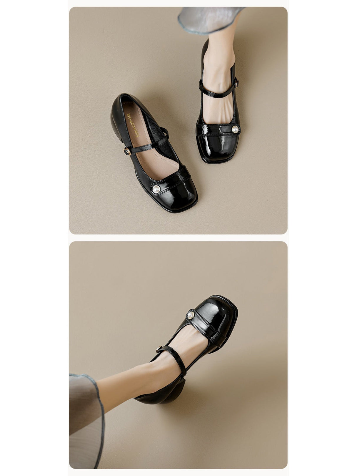 Liber Spring and Autumn Pearl Women's Mary Jane Shoes
