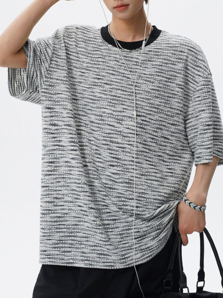 Color-blocked Rainbow Stripes Loose-fit T-shirts