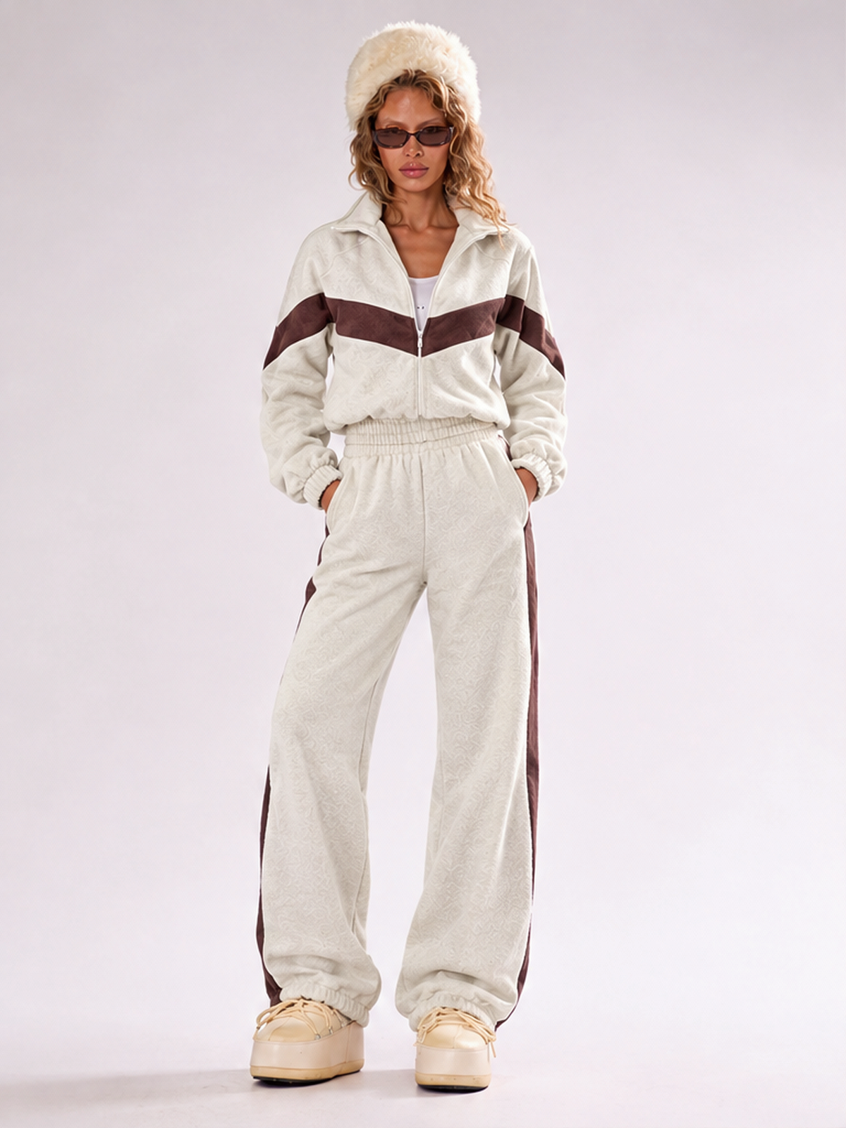 Fashionable Casual Sportswear Set, Zip-up Cardigan And Trousers, Two-piece Set