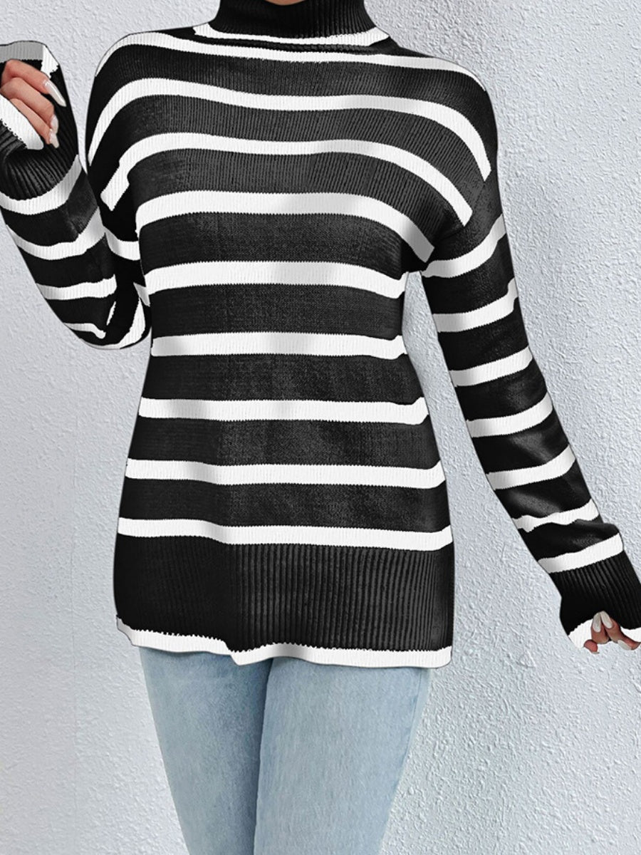 Streifen, kontrastierende Farben, überschnittene Schultern, lockere Pullover