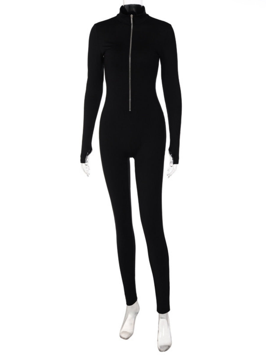 Liber Autumn Women's Zipper Solid Color Bodysuit
