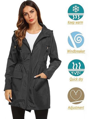 Hooded Pocket Water Proof Light Drawstring Windproof Raincoat Outdoor Windbreaker