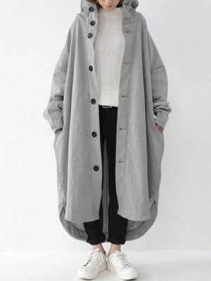 Hooded Single-breasted Loose Mid-length Trench Coats