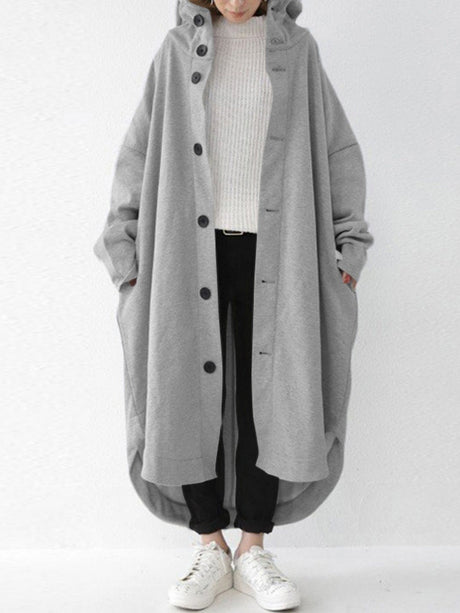 Hooded Single-breasted Loose Mid-length Trench Coats