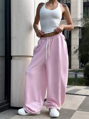 Liber Women's autumn loose lace-up straight pants