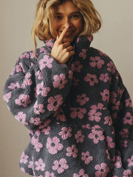 Fleece Floral Fashion Warm Fleece Sweatshirt
