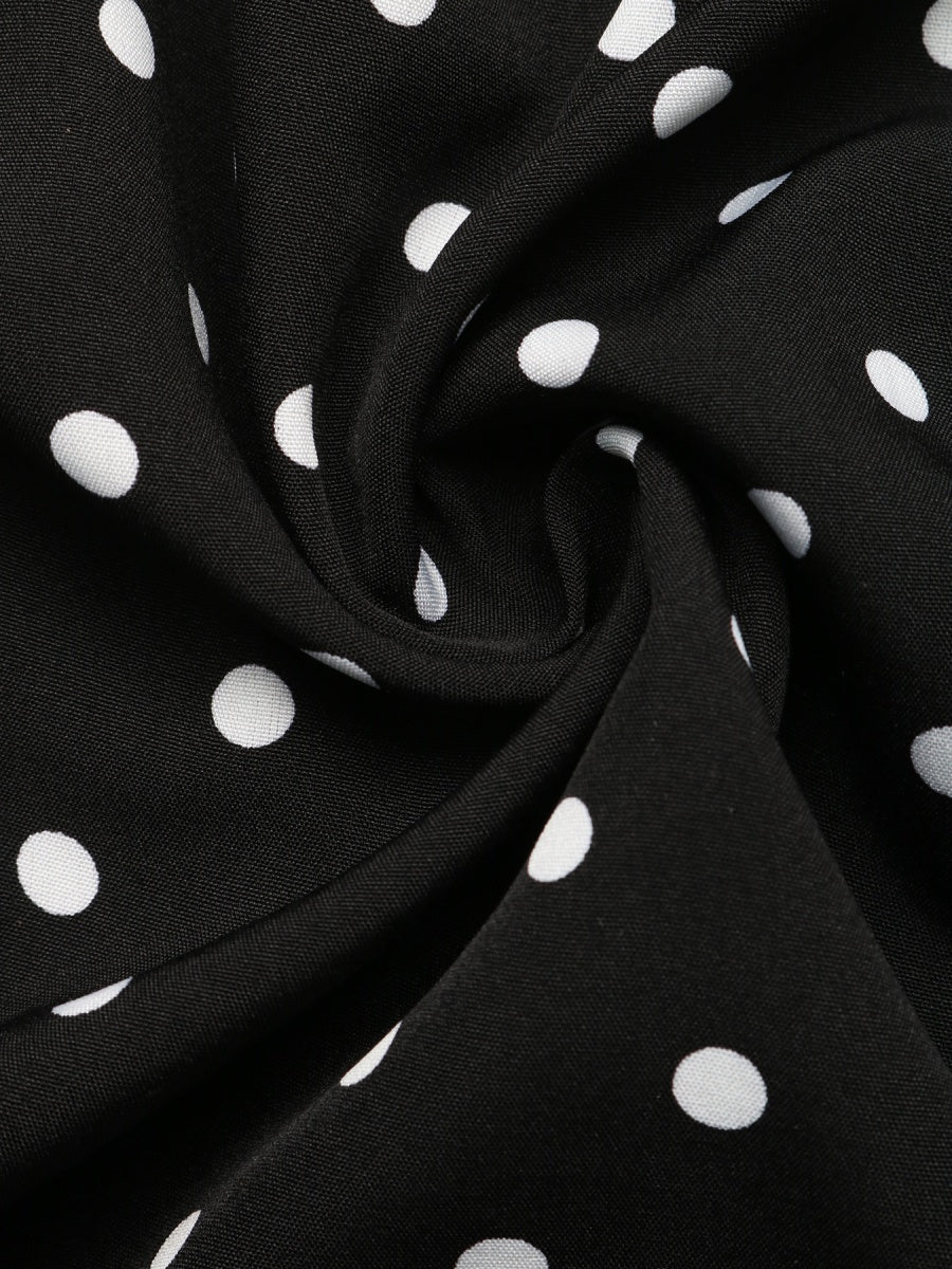 Lace-up Lace Polka Dots Splicing Polka Dots Maxi Dresses