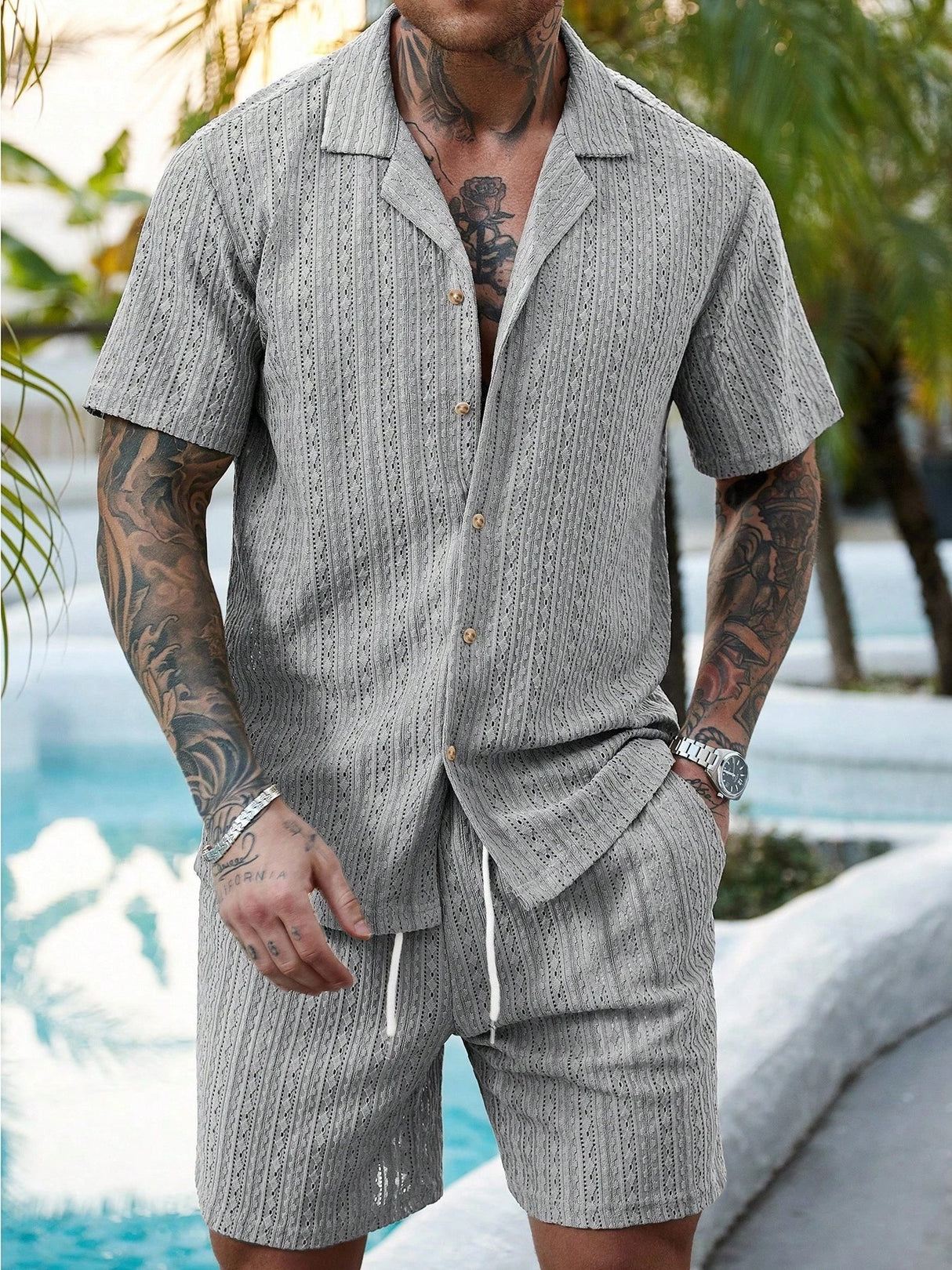 Hollow Out Breathable 2-piece Sets Set
