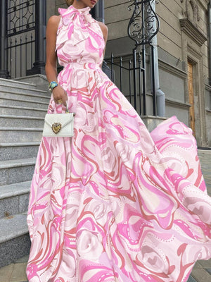 Robes maxi amples à col halter et nœud papillon