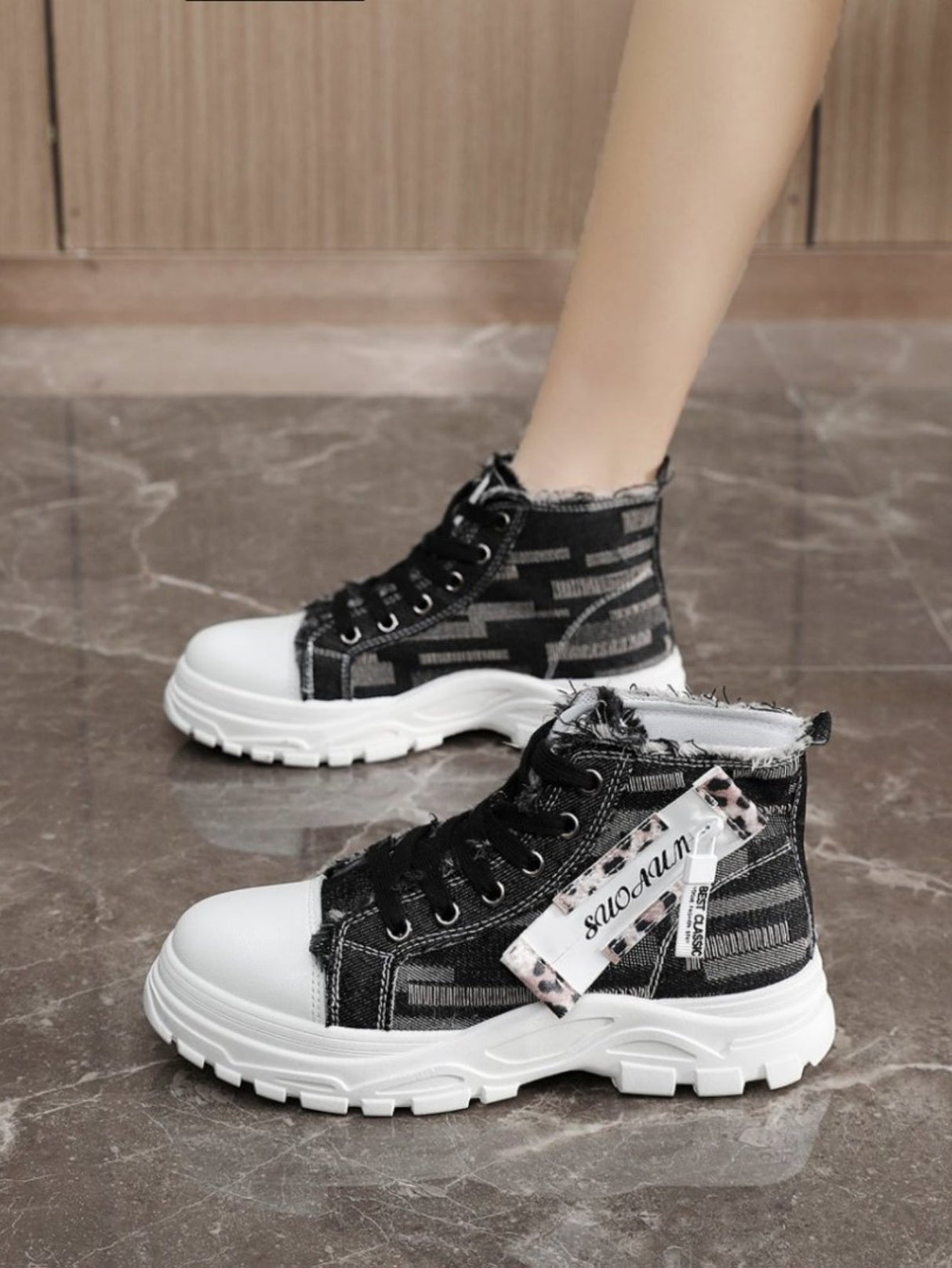 Denim High-top Casual Sneakers