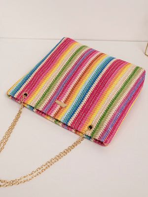 Colorful Straw Tote Bag For Vacation