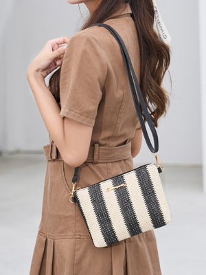 Resort Striped Straw Crossbody Bag
