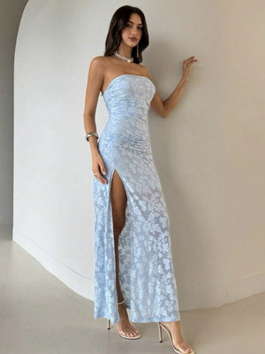 Strapless, Form-fitting, Backless, High-slit Long Dress