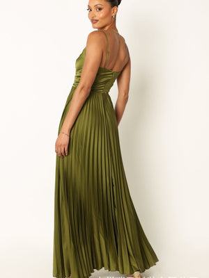Camisoles Green Formal Dress Crimp Maxi Dresses