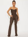 Sexy Spitzen-Neckholder-Jumpsuit mit offenem Rücken und leicht transparentem Mesh-Einsatz