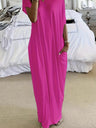 Sloping Shoulders Pocket Straight-fit Loose-fit Maxi Dresses