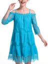 Lace Trim Hollow Out Splicing Spaghetti Strap Off-shoulder Mini&Short Dresses
