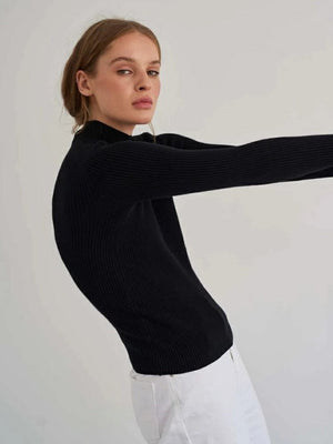 Half Turtleneck Solid Color Tights Versatile Sweaters
