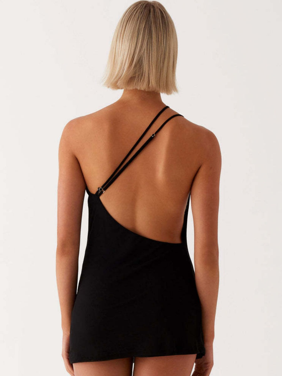 Sexy Print With A Swing Neck And One Shoulder Crossbody Mini&Short Dresses