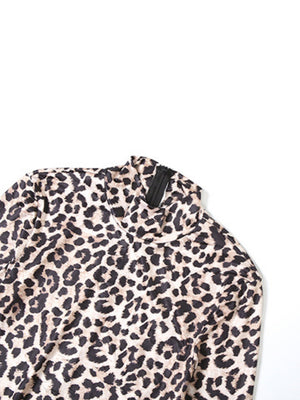 Leopard Print Maxi Dress, Elegant Long Sleeves, Printed Slim Fit, Sexy Round Neck Dress For Women