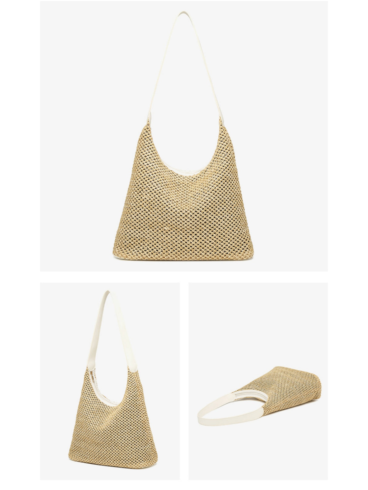 Solid Color Straw Shoulder Bag For Vacation