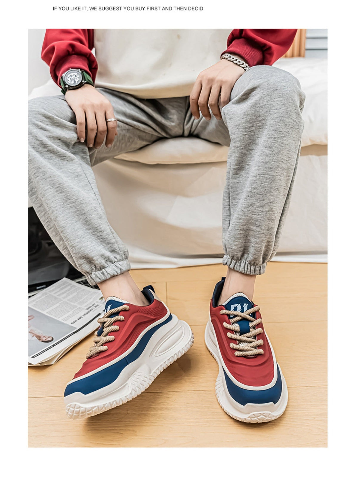 Liber Four Seasons Colorblock Thick-soled Men's Casual Sports Shoes