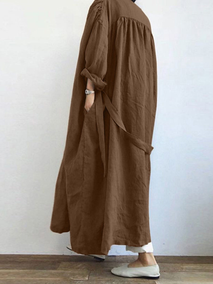 Leisure Long Sleeve Loose Long Trench Coats