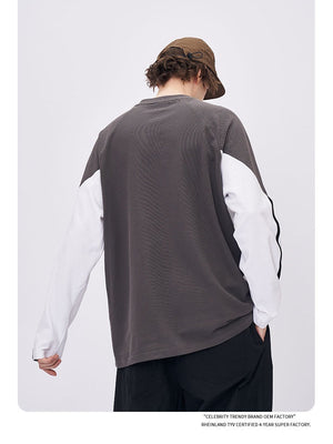Liber Spring Neutral wear Zipper, Contrasting colors Letter T-shirts