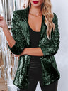 Lapel Long-Sleeve Sequined Casual Blazer