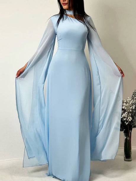 Flying Sleeves Hollow Out Back Strap Maxi Dresses