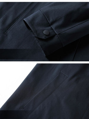 Stand Collar Hooded Business Leisure Medium And Long Trench Coats