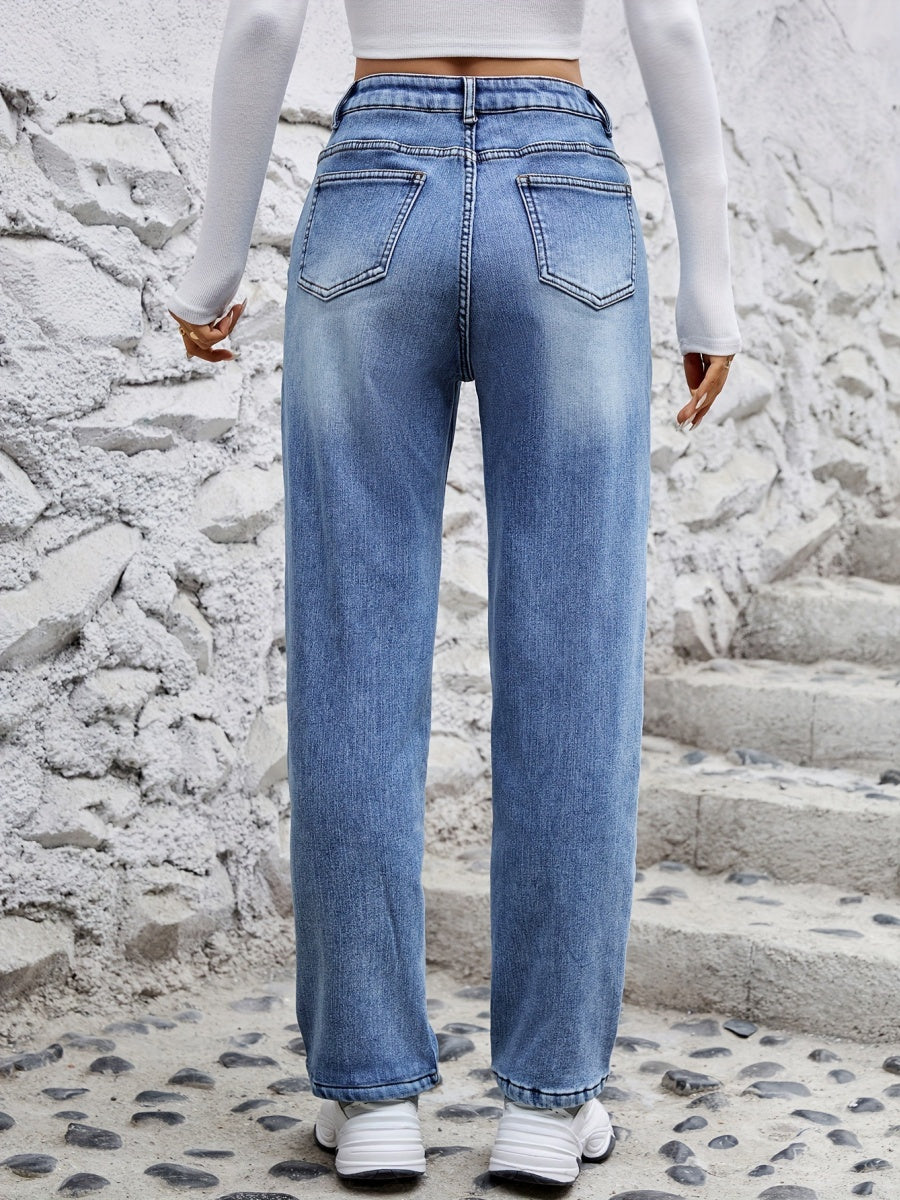 Plush Stretch Straight Slimming Jeans