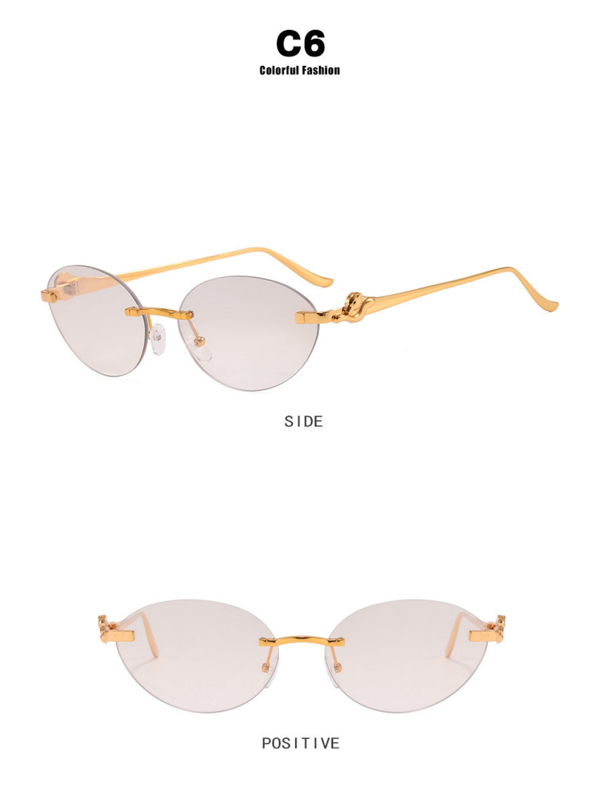 Frameless Oval Sunglasses