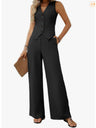 Two-piece Set Of Button-down Cropped Vest And Wide-leg Pants