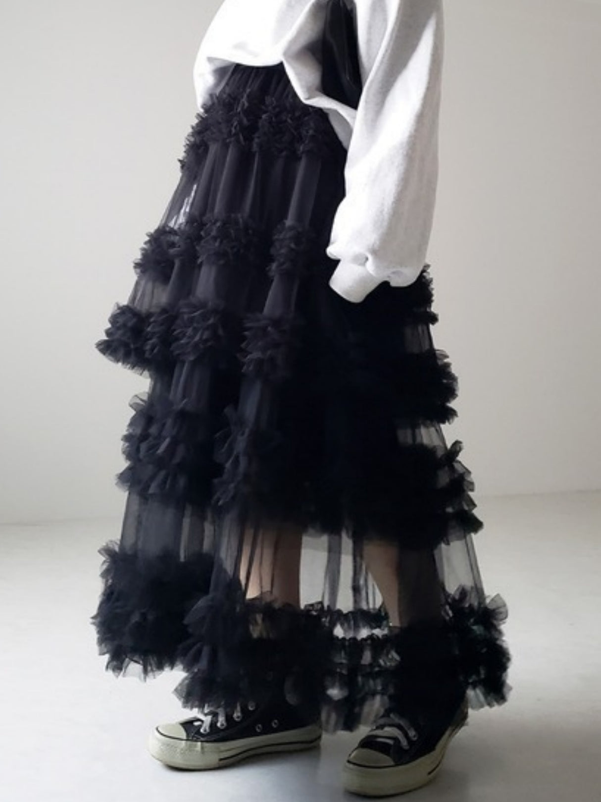 Mesh Three Floors Sweet A-line Skirt