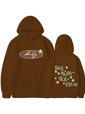 Bemalung geometrischer Muster, lockere Kapuzenpullover.