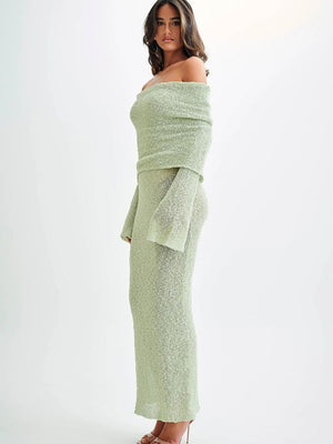Liber Autumn women's one-shoulder see-through pullover long dress