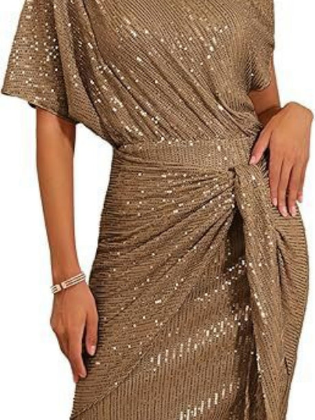 Sloping Shoulders Sequins Bandage Parties Mini&Short Dresses