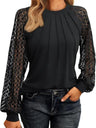 Lace Perspective Round Neck Long Sleeve T-shirts