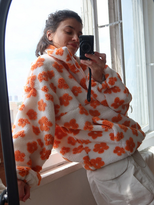 Fleece Flowers Keep Warm Pocket Sweatshirts&Hoodies