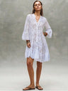 Embroidery Hollow Loose-fit Midi Dresses