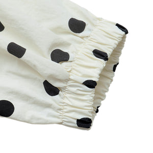 Stand-up Collar Drawstring Sweet And Cool Women's Color-blocked Polka Dot Jacket