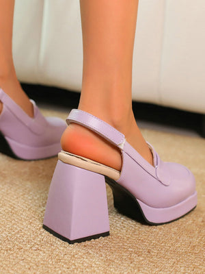 Platform Chunky Heels With Open Back