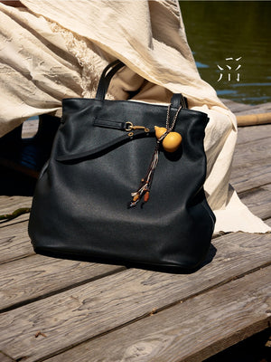 Straight-on Small And Soft Bucket Bag, Large Size, Top-grain Cowhide, Shoulder Bag, Large Capacity Tote Bag For Women.