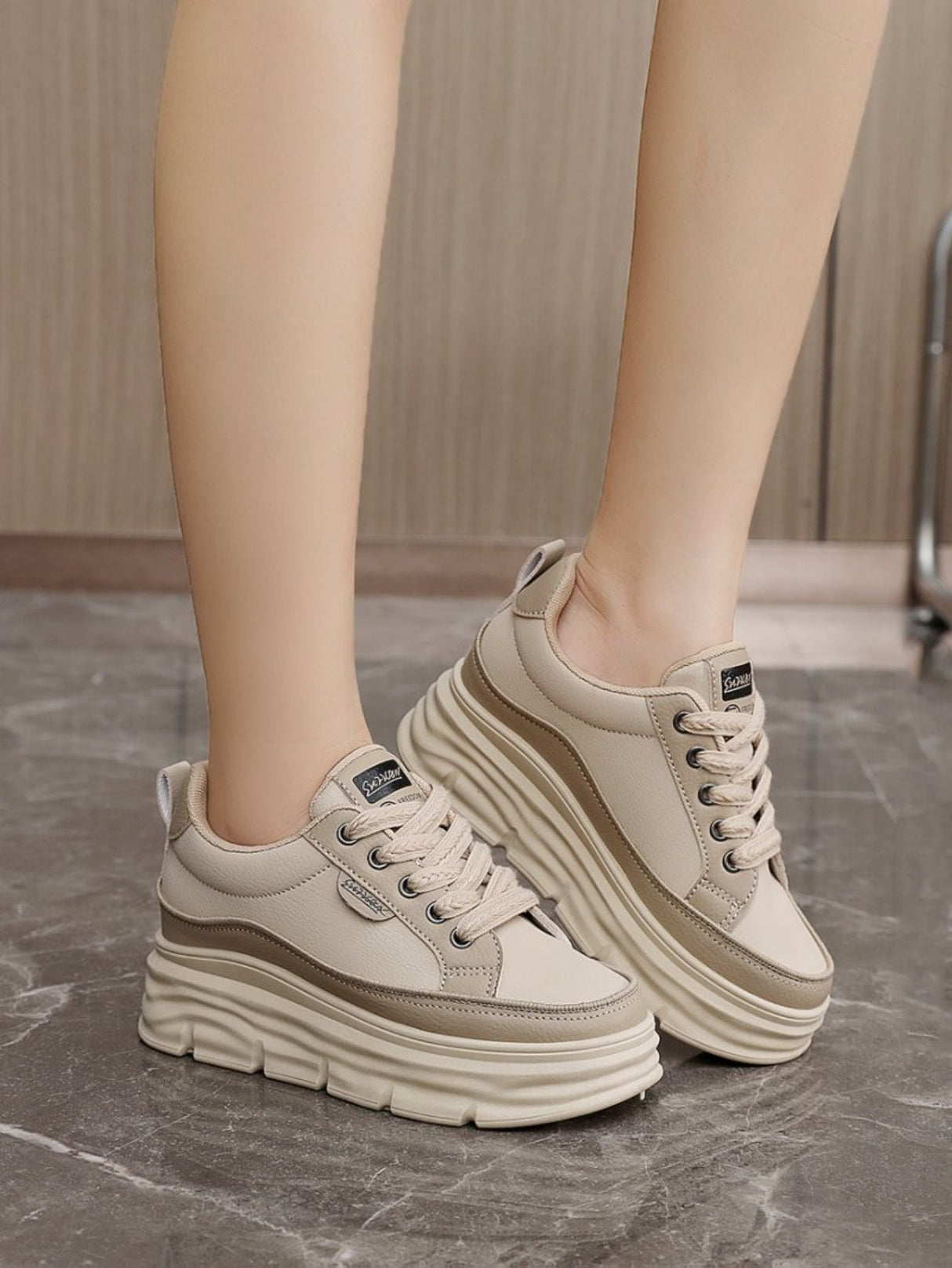 Colorblock Thick-Sole Women's Casual Sneakers