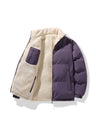 Stand Collar Color-blocked Reversible Lamb Wool Jackets
