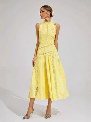 Sleeveless Elegant Long Lace-trimmed Dress