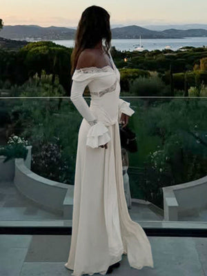 Women's Lace stitching V-neck Maxi Dresses