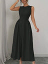 Sleeveless Round Neck Patchwork Solid Color Maxi Dresses