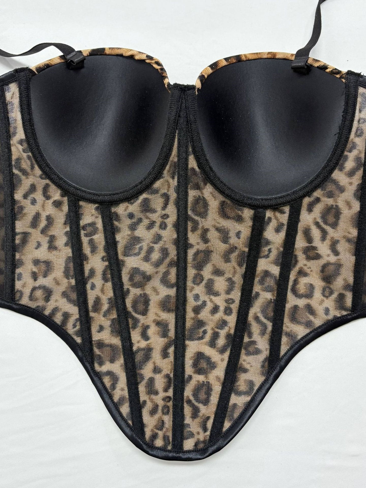 Leopard Print Rhinestone Fishbone Waist-cinching Halter Top